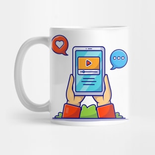 Online Video Cartoon Vector Icon Illustration Mug